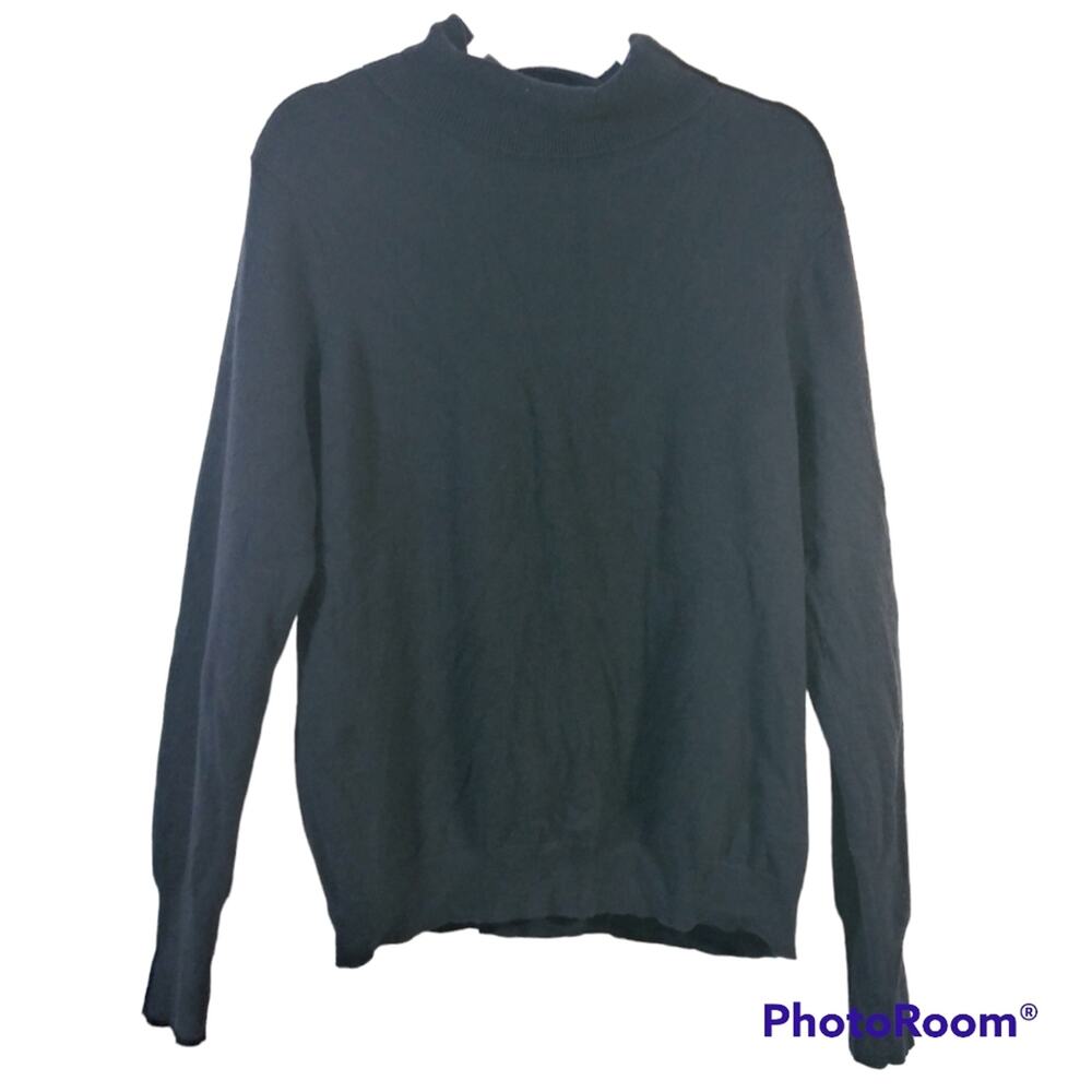 Orvis Classic Black 100% Cashmere Long Sleeve Turtleneck Sweater Size Large